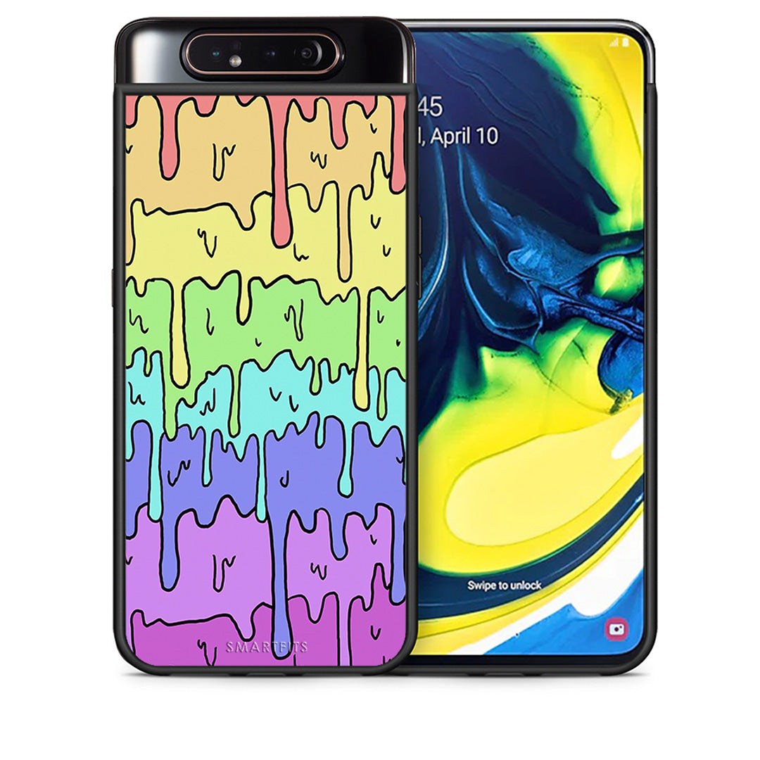 Θήκη Samsung A80 Melting Rainbow από τη Smartfits με σχέδιο στο πίσω μέρος και μαύρο περίβλημα | Samsung A80 Melting Rainbow case with colorful back and black bezels