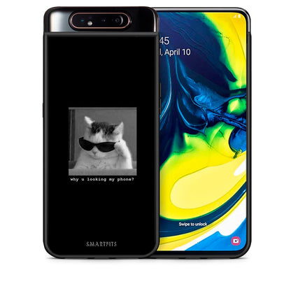 Θήκη Samsung A80 Meme Cat από τη Smartfits με σχέδιο στο πίσω μέρος και μαύρο περίβλημα | Samsung A80 Meme Cat case with colorful back and black bezels