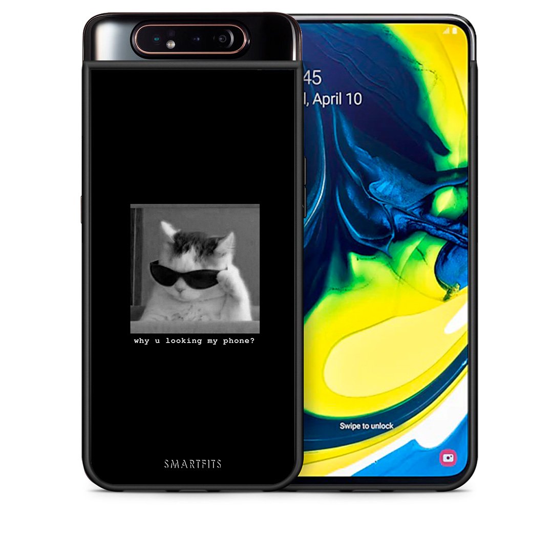 Θήκη Samsung A80 Meme Cat από τη Smartfits με σχέδιο στο πίσω μέρος και μαύρο περίβλημα | Samsung A80 Meme Cat case with colorful back and black bezels