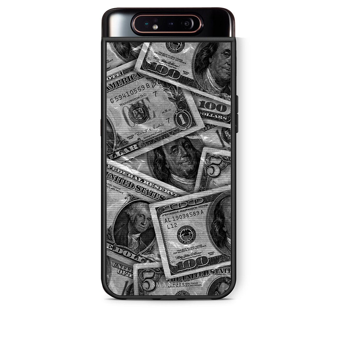 Samsung A80 Money Dollars θήκη από τη Smartfits με σχέδιο στο πίσω μέρος και μαύρο περίβλημα | Smartphone case with colorful back and black bezels by Smartfits