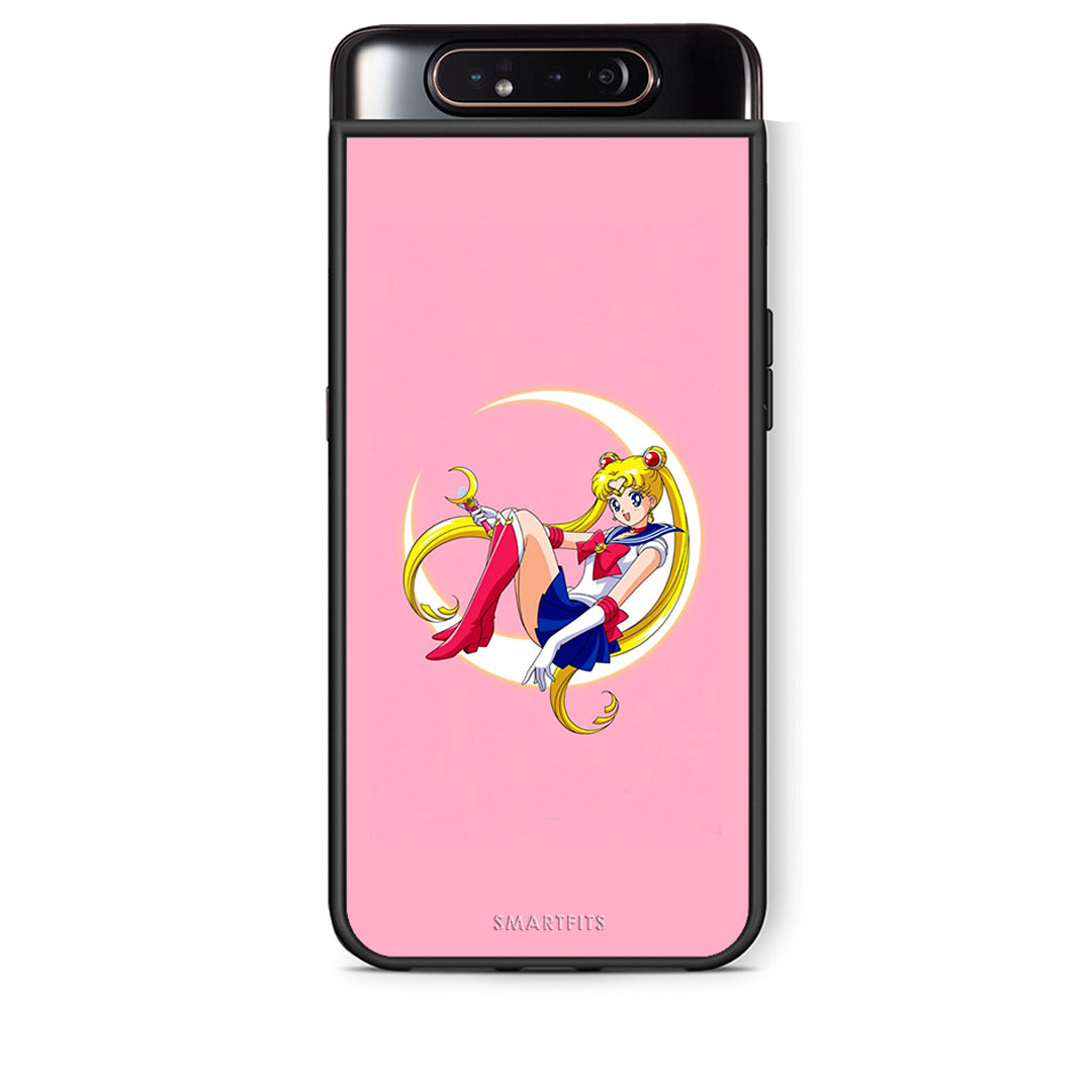 Samsung A80 Moon Girl θήκη από τη Smartfits με σχέδιο στο πίσω μέρος και μαύρο περίβλημα | Smartphone case with colorful back and black bezels by Smartfits