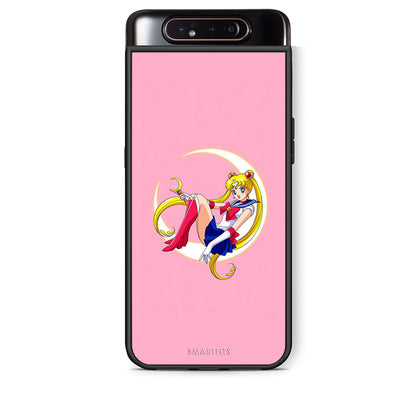 Samsung A80 Moon Girl θήκη από τη Smartfits με σχέδιο στο πίσω μέρος και μαύρο περίβλημα | Smartphone case with colorful back and black bezels by Smartfits