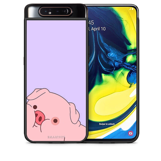 Θήκη Αγίου Βαλεντίνου Samsung A80 Pig Love 2 από τη Smartfits με σχέδιο στο πίσω μέρος και μαύρο περίβλημα | Samsung A80 Pig Love 2 case with colorful back and black bezels