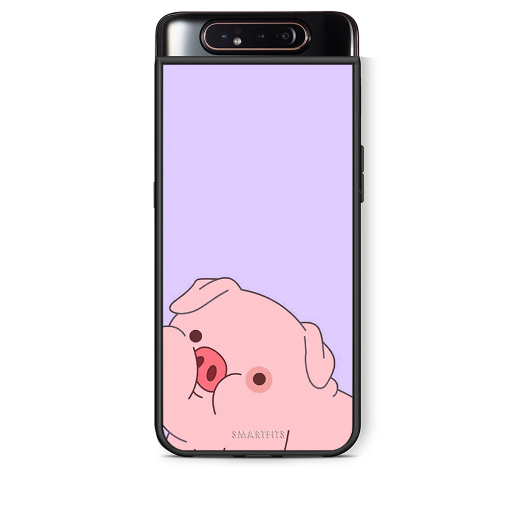 Samsung A80 Pig Love 2 Θήκη Αγίου Βαλεντίνου από τη Smartfits με σχέδιο στο πίσω μέρος και μαύρο περίβλημα | Smartphone case with colorful back and black bezels by Smartfits