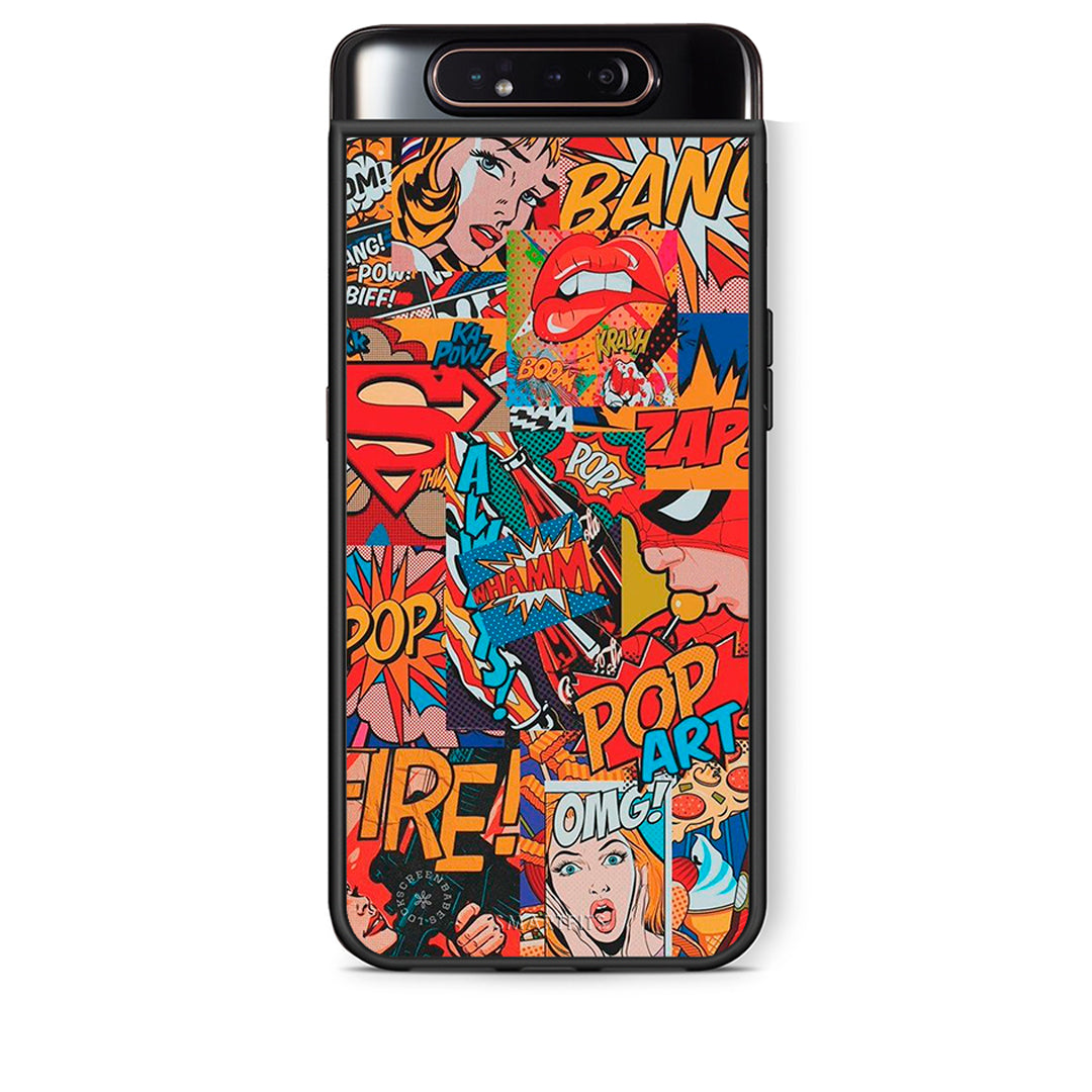 Samsung A80 PopArt OMG θήκη από τη Smartfits με σχέδιο στο πίσω μέρος και μαύρο περίβλημα | Smartphone case with colorful back and black bezels by Smartfits