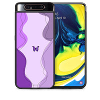 Thumbnail for Θήκη Αγίου Βαλεντίνου Samsung A80 Purple Mariposa από τη Smartfits με σχέδιο στο πίσω μέρος και μαύρο περίβλημα | Samsung A80 Purple Mariposa case with colorful back and black bezels