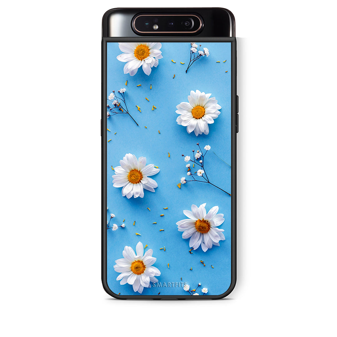 Samsung A80 Real Daisies θήκη από τη Smartfits με σχέδιο στο πίσω μέρος και μαύρο περίβλημα | Smartphone case with colorful back and black bezels by Smartfits