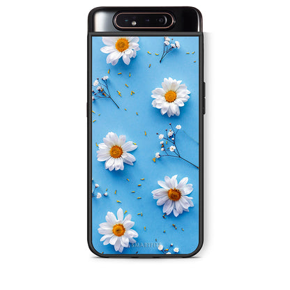 Samsung A80 Real Daisies θήκη από τη Smartfits με σχέδιο στο πίσω μέρος και μαύρο περίβλημα | Smartphone case with colorful back and black bezels by Smartfits