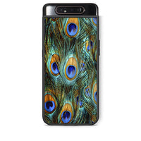Thumbnail for Samsung A80 Real Peacock Feathers θήκη από τη Smartfits με σχέδιο στο πίσω μέρος και μαύρο περίβλημα | Smartphone case with colorful back and black bezels by Smartfits