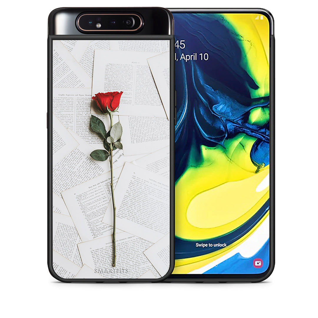 Θήκη Samsung A80 Red Rose από τη Smartfits με σχέδιο στο πίσω μέρος και μαύρο περίβλημα | Samsung A80 Red Rose case with colorful back and black bezels