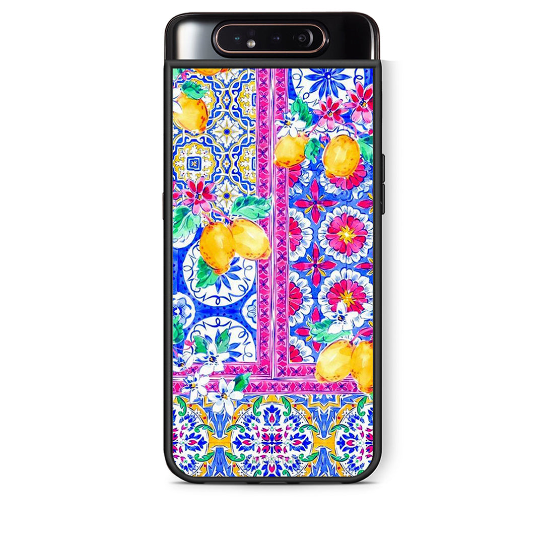 Samsung A80 Retro Spring θήκη από τη Smartfits με σχέδιο στο πίσω μέρος και μαύρο περίβλημα | Smartphone case with colorful back and black bezels by Smartfits