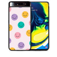 Thumbnail for Θήκη Samsung A80 Smiley Faces από τη Smartfits με σχέδιο στο πίσω μέρος και μαύρο περίβλημα | Samsung A80 Smiley Faces case with colorful back and black bezels
