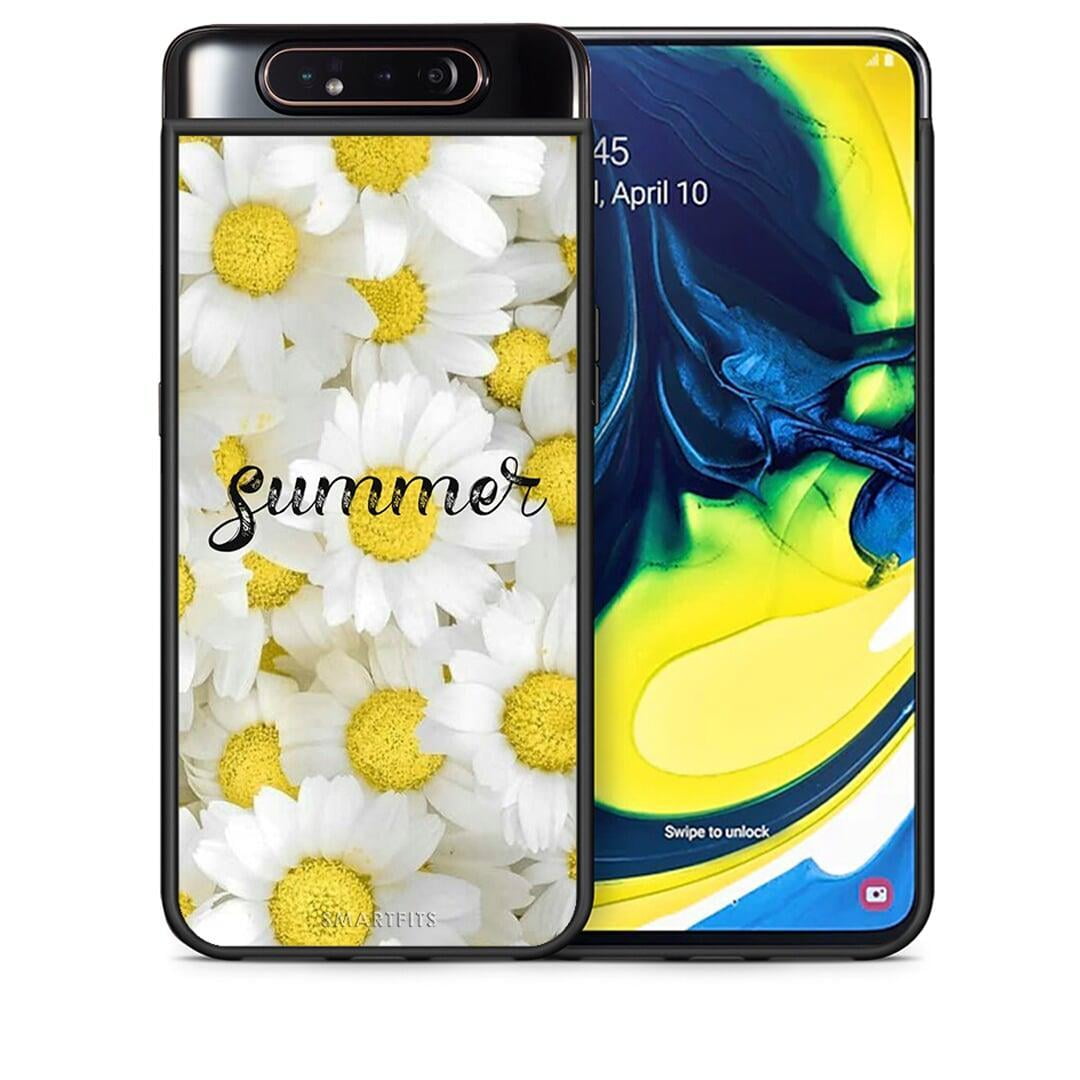 Θήκη Samsung A80 Summer Daisies από τη Smartfits με σχέδιο στο πίσω μέρος και μαύρο περίβλημα | Samsung A80 Summer Daisies case with colorful back and black bezels