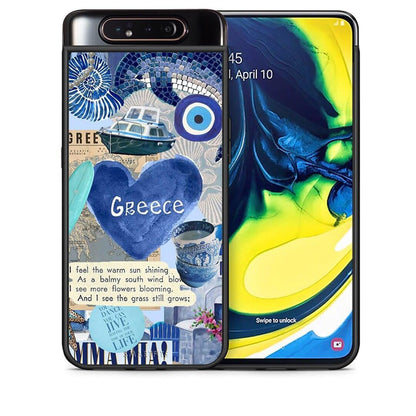 Θήκη Samsung A80 Summer In Greece από τη Smartfits με σχέδιο στο πίσω μέρος και μαύρο περίβλημα | Samsung A80 Summer In Greece case with colorful back and black bezels