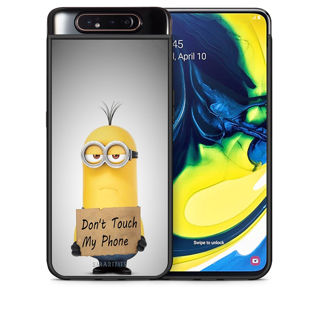 Θήκη Samsung A80 Minion Text από τη Smartfits με σχέδιο στο πίσω μέρος και μαύρο περίβλημα | Samsung A80 Minion Text case with colorful back and black bezels