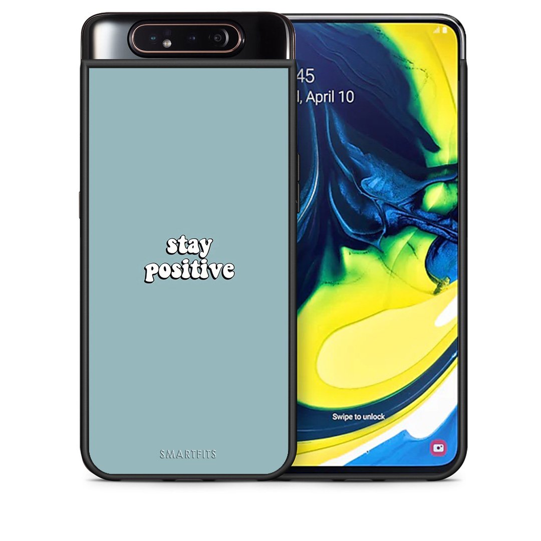 Θήκη Samsung A80 Positive Text από τη Smartfits με σχέδιο στο πίσω μέρος και μαύρο περίβλημα | Samsung A80 Positive Text case with colorful back and black bezels