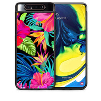 Thumbnail for Θήκη Samsung A80 Tropical Flowers από τη Smartfits με σχέδιο στο πίσω μέρος και μαύρο περίβλημα | Samsung A80 Tropical Flowers case with colorful back and black bezels