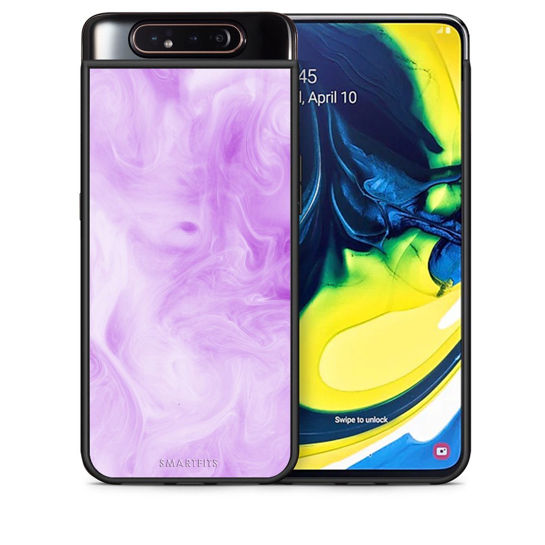 Θήκη Samsung A80 Lavender Watercolor από τη Smartfits με σχέδιο στο πίσω μέρος και μαύρο περίβλημα | Samsung A80 Lavender Watercolor case with colorful back and black bezels