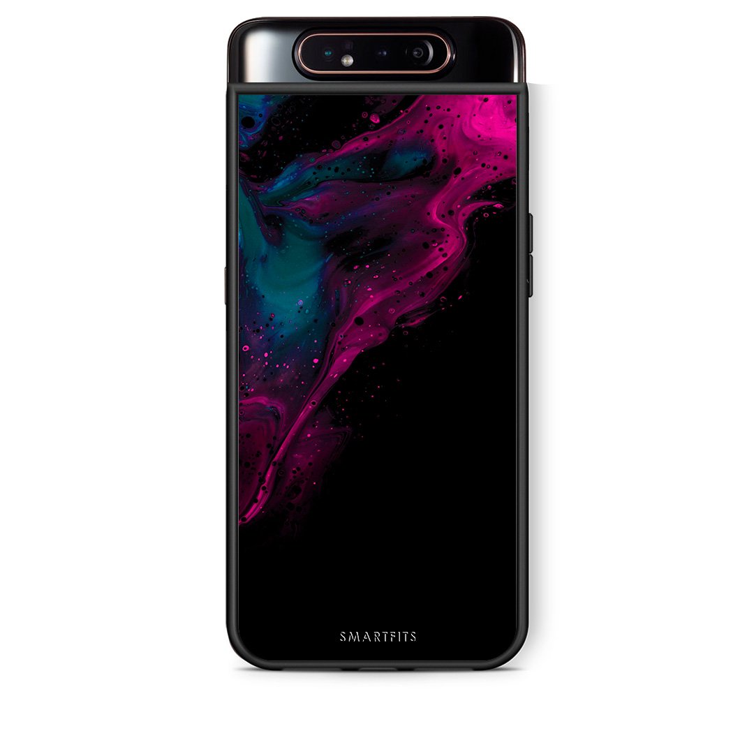 4 - Samsung A80 Pink Black Watercolor case, cover, bumper