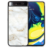 Thumbnail for Θήκη Samsung A80 White Gold Marble από τη Smartfits με σχέδιο στο πίσω μέρος και μαύρο περίβλημα | Samsung A80 White Gold Marble case with colorful back and black bezels
