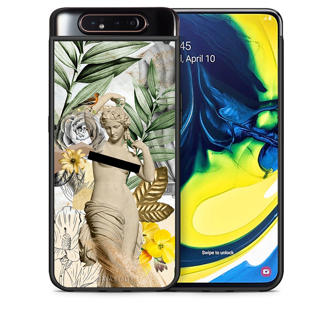 Θήκη Samsung A80 Woman Statue από τη Smartfits με σχέδιο στο πίσω μέρος και μαύρο περίβλημα | Samsung A80 Woman Statue case with colorful back and black bezels