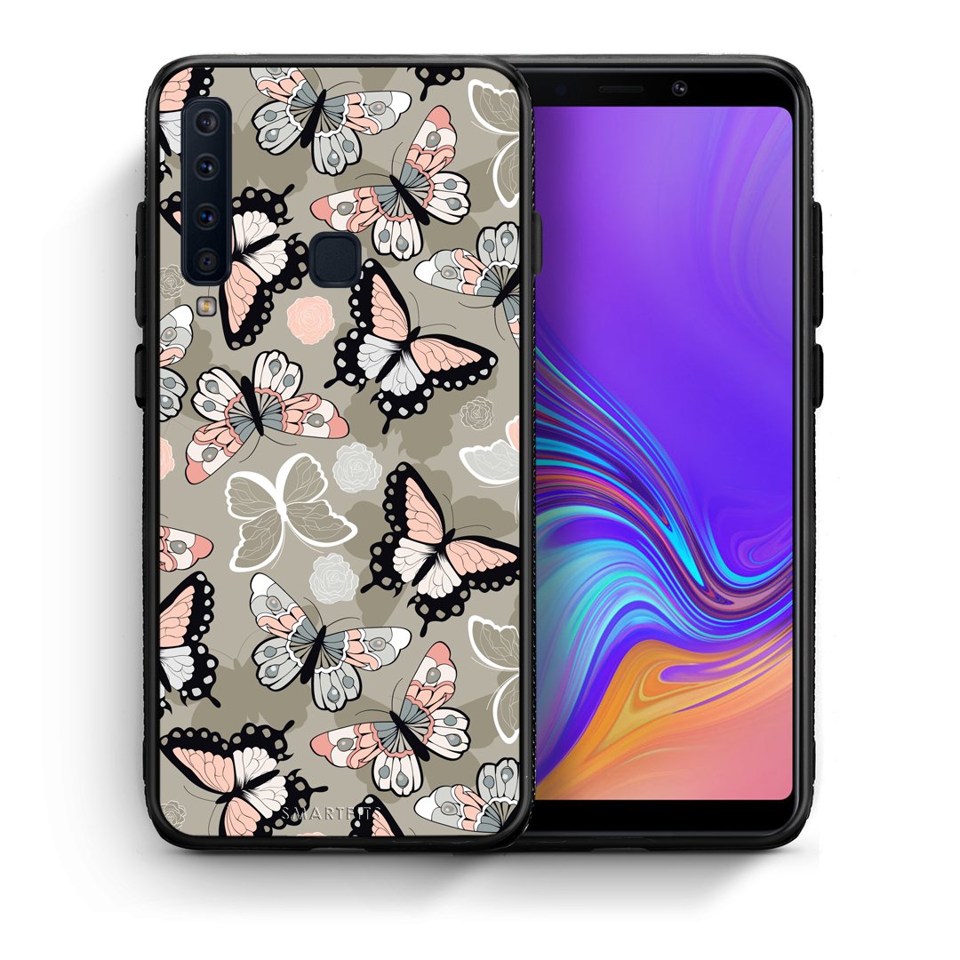 Θήκη Samsung A9 Butterflies Boho από τη Smartfits με σχέδιο στο πίσω μέρος και μαύρο περίβλημα | Samsung A9 Butterflies Boho case with colorful back and black bezels