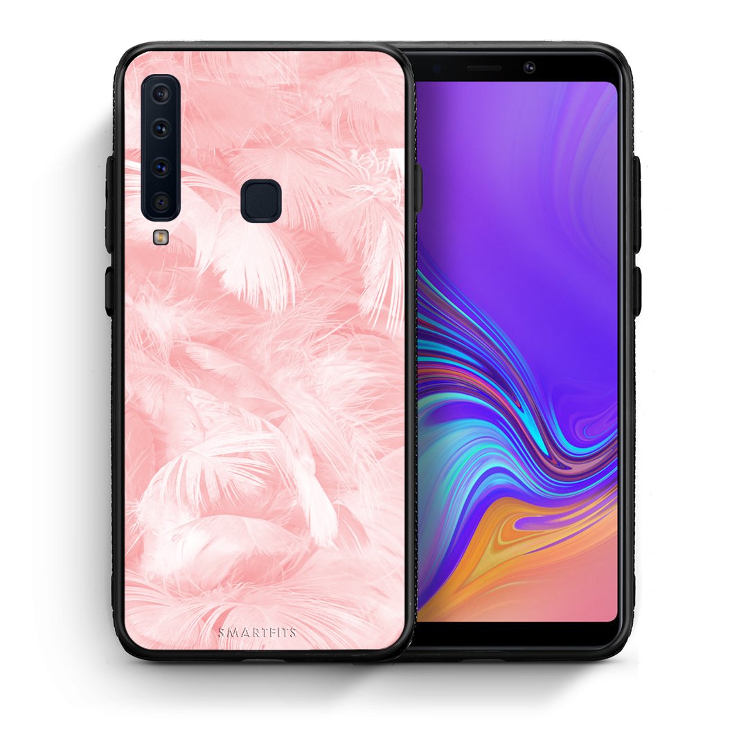 Θήκη Samsung A9 Pink Feather Boho από τη Smartfits με σχέδιο στο πίσω μέρος και μαύρο περίβλημα | Samsung A9 Pink Feather Boho case with colorful back and black bezels