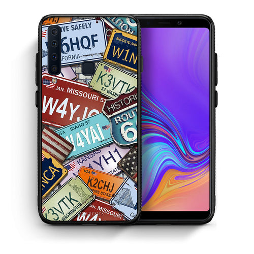 Θήκη Samsung A9 Car Plates από τη Smartfits με σχέδιο στο πίσω μέρος και μαύρο περίβλημα | Samsung A9 Car Plates case with colorful back and black bezels