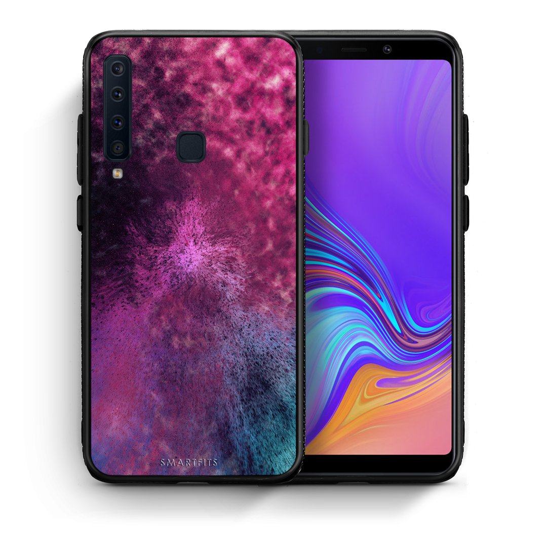 Θήκη Samsung A9 Aurora Galaxy από τη Smartfits με σχέδιο στο πίσω μέρος και μαύρο περίβλημα | Samsung A9 Aurora Galaxy case with colorful back and black bezels