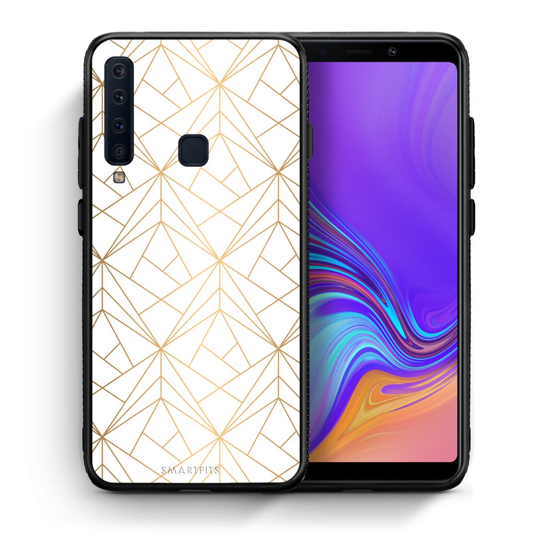 Θήκη Samsung A9 Luxury White Geometric από τη Smartfits με σχέδιο στο πίσω μέρος και μαύρο περίβλημα | Samsung A9 Luxury White Geometric case with colorful back and black bezels