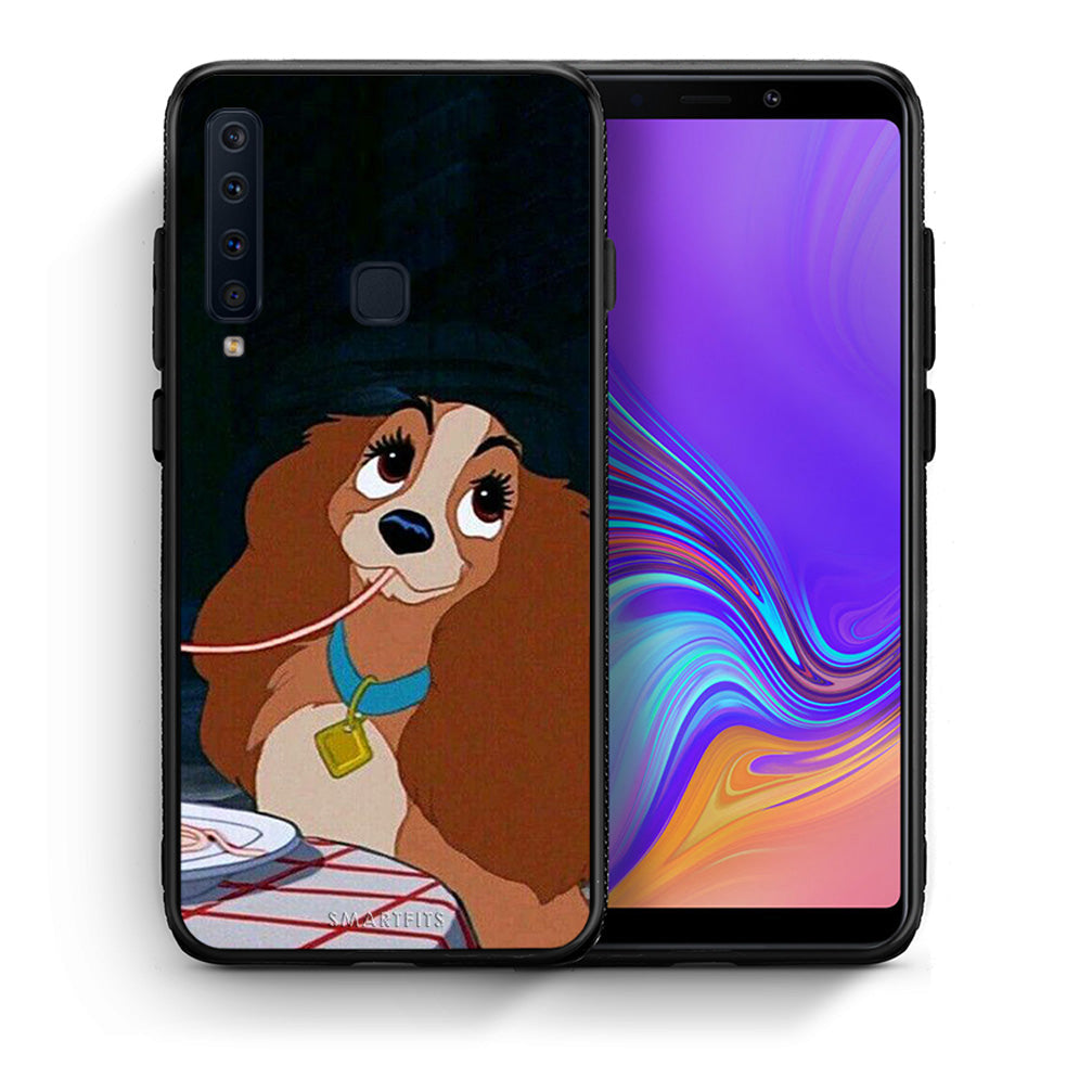 Θήκη Αγίου Βαλεντίνου Samsung A9 Lady And Tramp 2 από τη Smartfits με σχέδιο στο πίσω μέρος και μαύρο περίβλημα | Samsung A9 Lady And Tramp 2 case with colorful back and black bezels