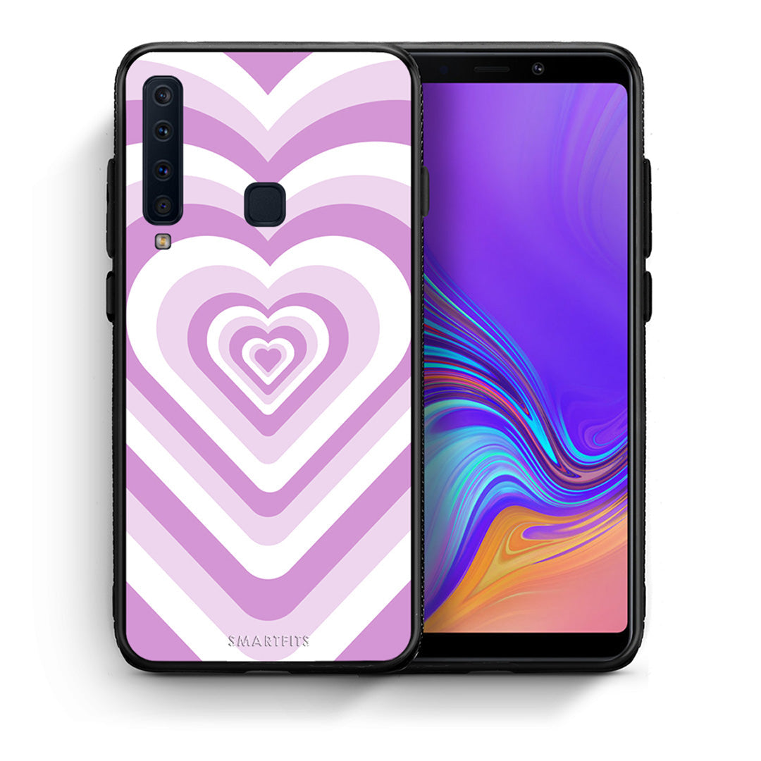 Θήκη Samsung A9 Lilac Hearts από τη Smartfits με σχέδιο στο πίσω μέρος και μαύρο περίβλημα | Samsung A9 Lilac Hearts case with colorful back and black bezels
