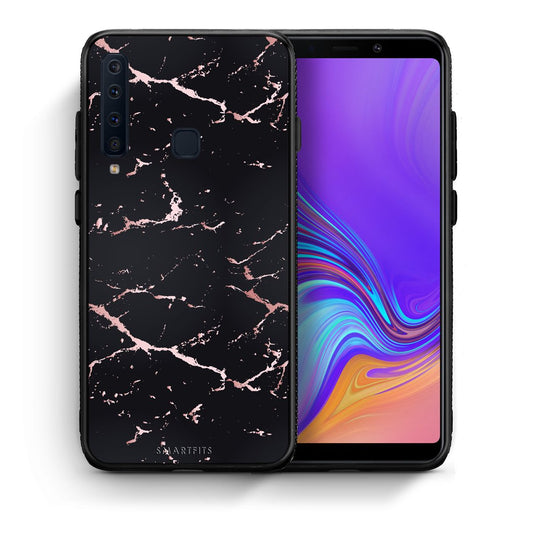 Θήκη Samsung A9 Black Rosegold Marble από τη Smartfits με σχέδιο στο πίσω μέρος και μαύρο περίβλημα | Samsung A9 Black Rosegold Marble case with colorful back and black bezels
