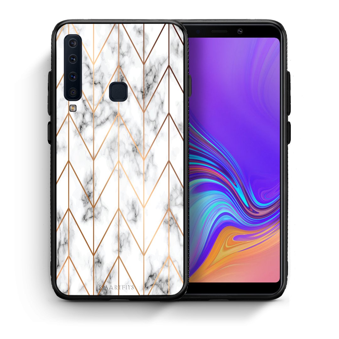 Θήκη Samsung A9 Gold Geometric Marble από τη Smartfits με σχέδιο στο πίσω μέρος και μαύρο περίβλημα | Samsung A9 Gold Geometric Marble case with colorful back and black bezels