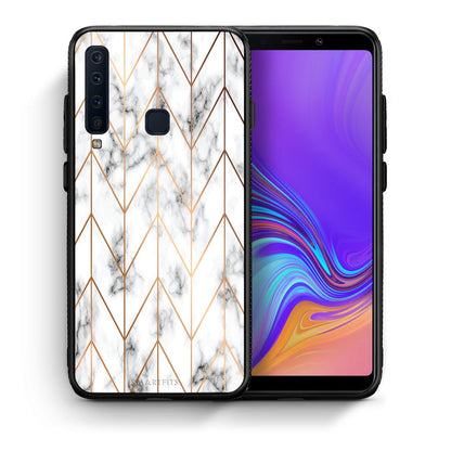Θήκη Samsung A9 Gold Geometric Marble από τη Smartfits με σχέδιο στο πίσω μέρος και μαύρο περίβλημα | Samsung A9 Gold Geometric Marble case with colorful back and black bezels