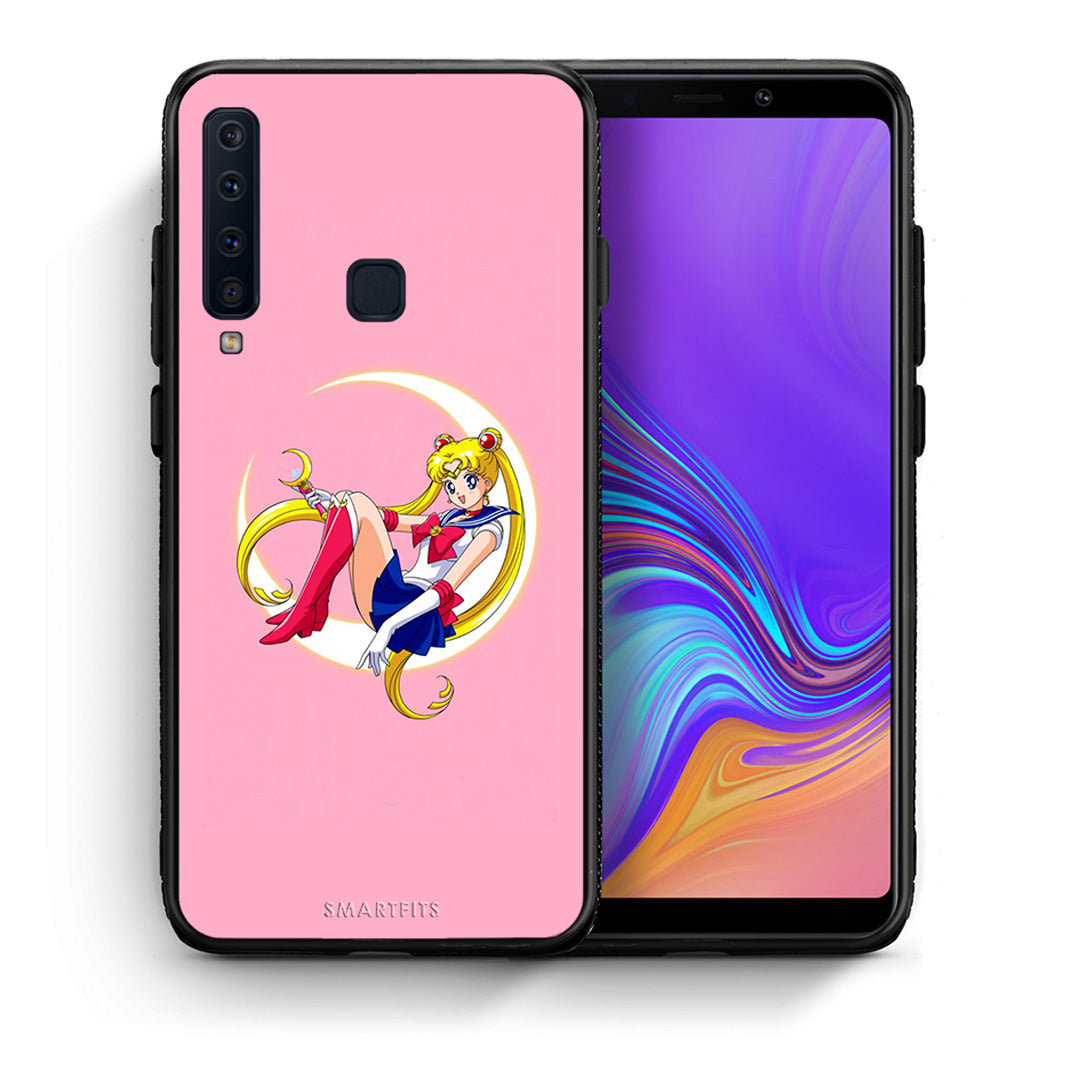 Θήκη Samsung A9 Moon Girl από τη Smartfits με σχέδιο στο πίσω μέρος και μαύρο περίβλημα | Samsung A9 Moon Girl case with colorful back and black bezels