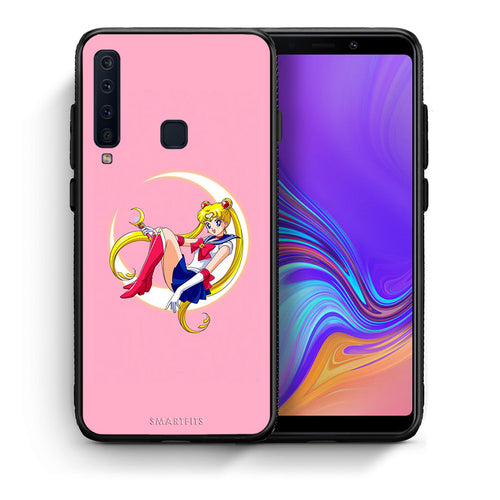 Θήκη Samsung A9 Moon Girl από τη Smartfits με σχέδιο στο πίσω μέρος και μαύρο περίβλημα | Samsung A9 Moon Girl case with colorful back and black bezels