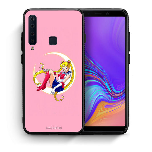 Θήκη Samsung A9 Moon Girl από τη Smartfits με σχέδιο στο πίσω μέρος και μαύρο περίβλημα | Samsung A9 Moon Girl case with colorful back and black bezels
