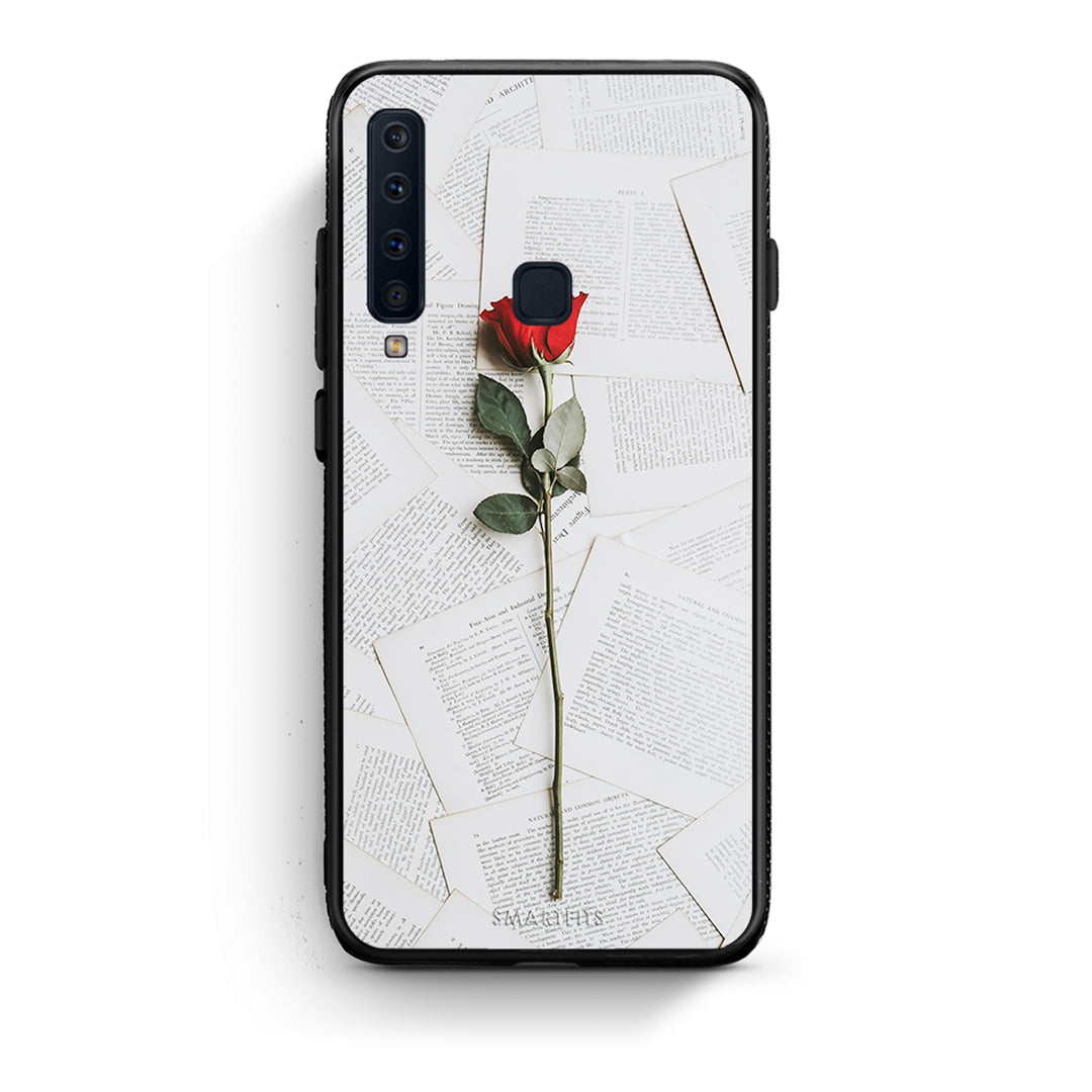 samsung a9 Red Rose θήκη από τη Smartfits με σχέδιο στο πίσω μέρος και μαύρο περίβλημα | Smartphone case with colorful back and black bezels by Smartfits