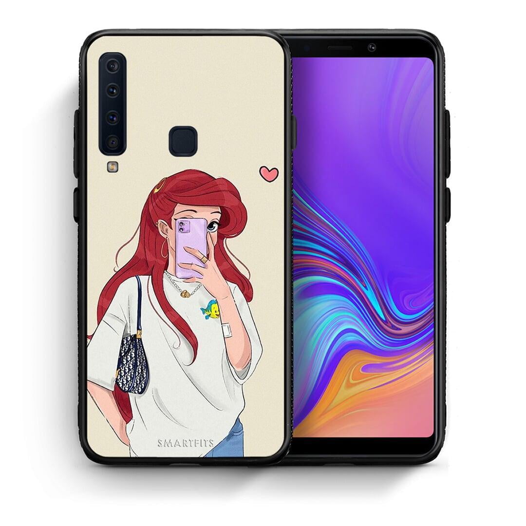 Θήκη Samsung A9 Walking Mermaid από τη Smartfits με σχέδιο στο πίσω μέρος και μαύρο περίβλημα | Samsung A9 Walking Mermaid case with colorful back and black bezels