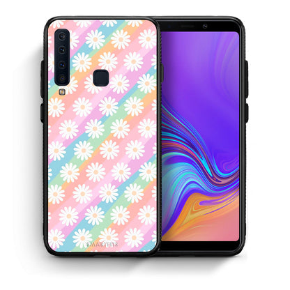 Θήκη Samsung A9 White Daisies από τη Smartfits με σχέδιο στο πίσω μέρος και μαύρο περίβλημα | Samsung A9 White Daisies case with colorful back and black bezels