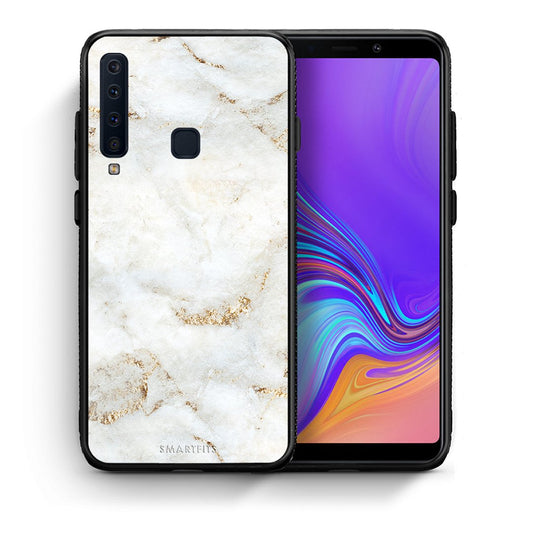 Θήκη Samsung A9 White Gold Marble από τη Smartfits με σχέδιο στο πίσω μέρος και μαύρο περίβλημα | Samsung A9 White Gold Marble case with colorful back and black bezels