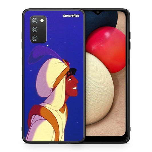 Θήκη Samsung A02s Alladin And Jasmine Love 1 από τη Smartfits με σχέδιο στο πίσω μέρος και μαύρο περίβλημα | Samsung A02s Alladin And Jasmine Love 1 case with colorful back and black bezels