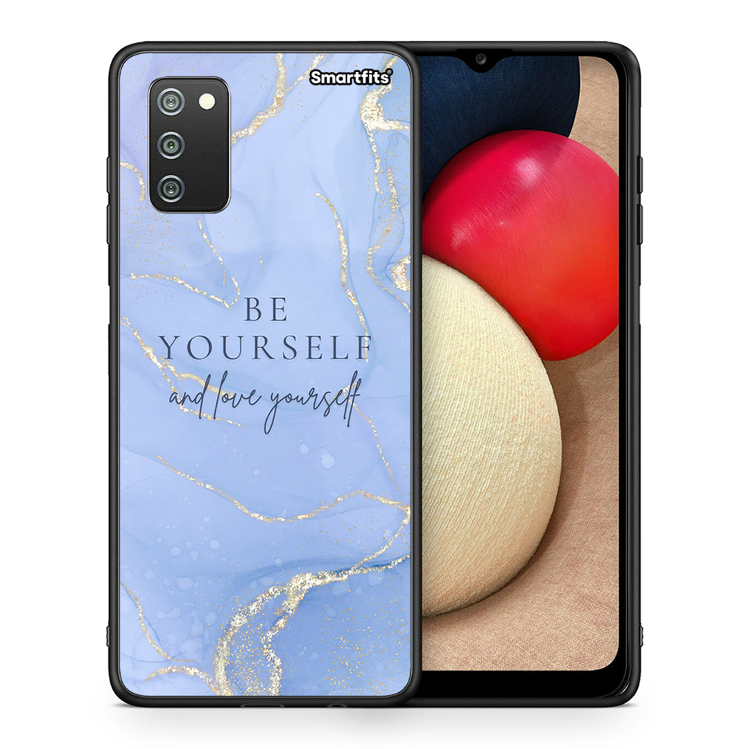 Θήκη Samsung A02s Be Yourself από τη Smartfits με σχέδιο στο πίσω μέρος και μαύρο περίβλημα | Samsung A02s Be Yourself case with colorful back and black bezels