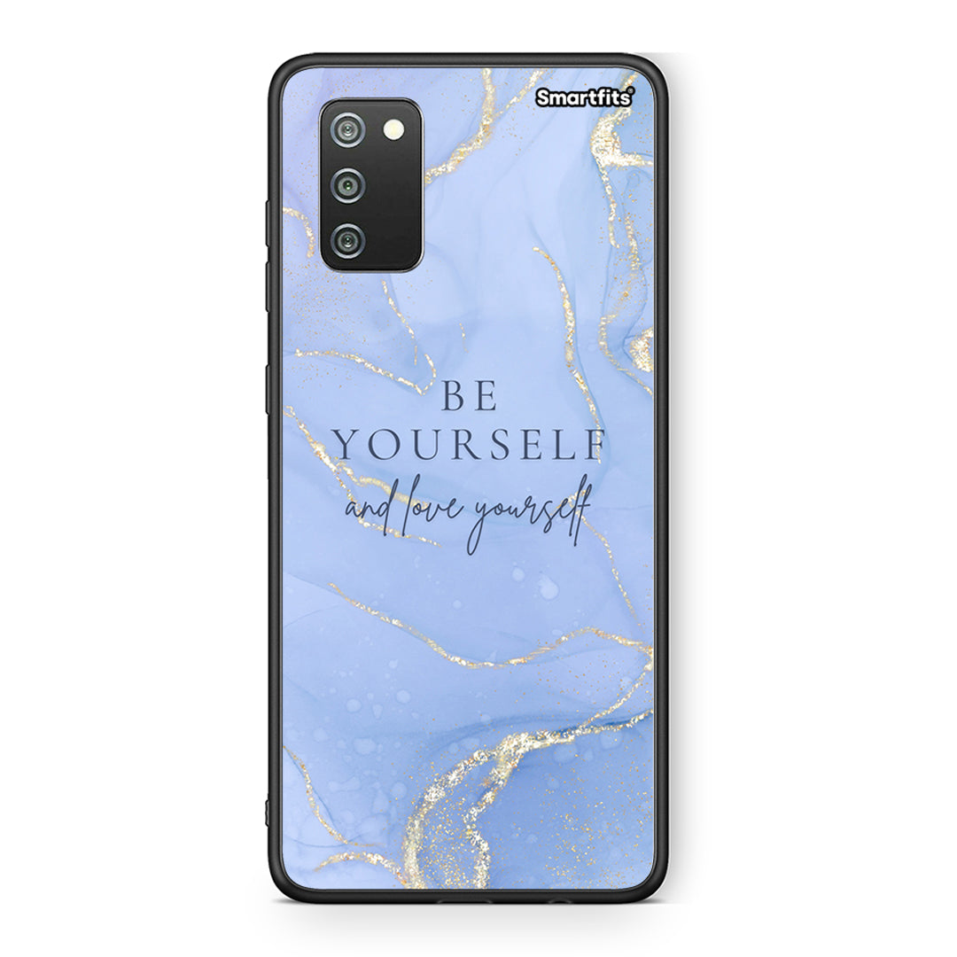 Samsung A02s Be Yourself θήκη από τη Smartfits με σχέδιο στο πίσω μέρος και μαύρο περίβλημα | Smartphone case with colorful back and black bezels by Smartfits