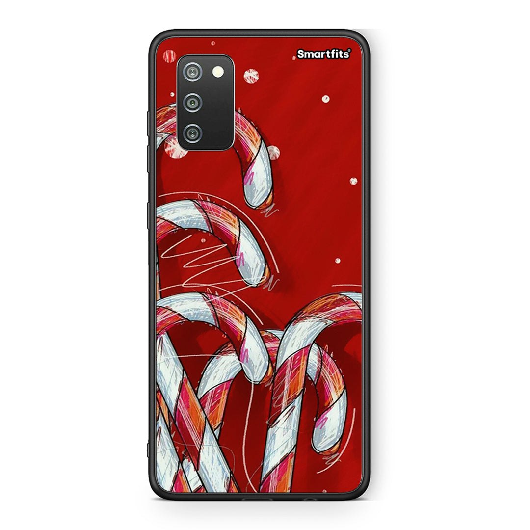 Samsung A02s Candy Cane θήκη από τη Smartfits με σχέδιο στο πίσω μέρος και μαύρο περίβλημα | Smartphone case with colorful back and black bezels by Smartfits