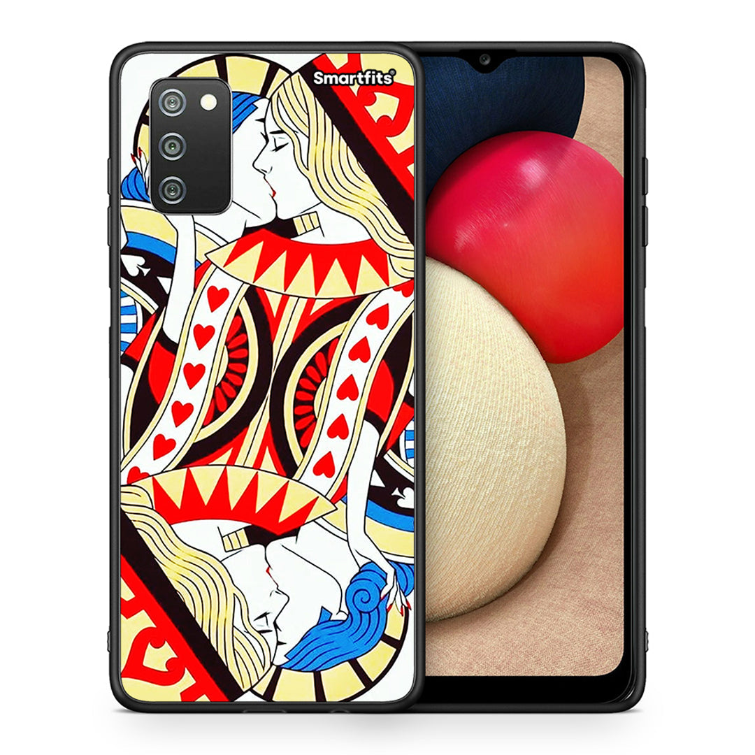 Θήκη Samsung A02s Card Love από τη Smartfits με σχέδιο στο πίσω μέρος και μαύρο περίβλημα | Samsung A02s Card Love case with colorful back and black bezels