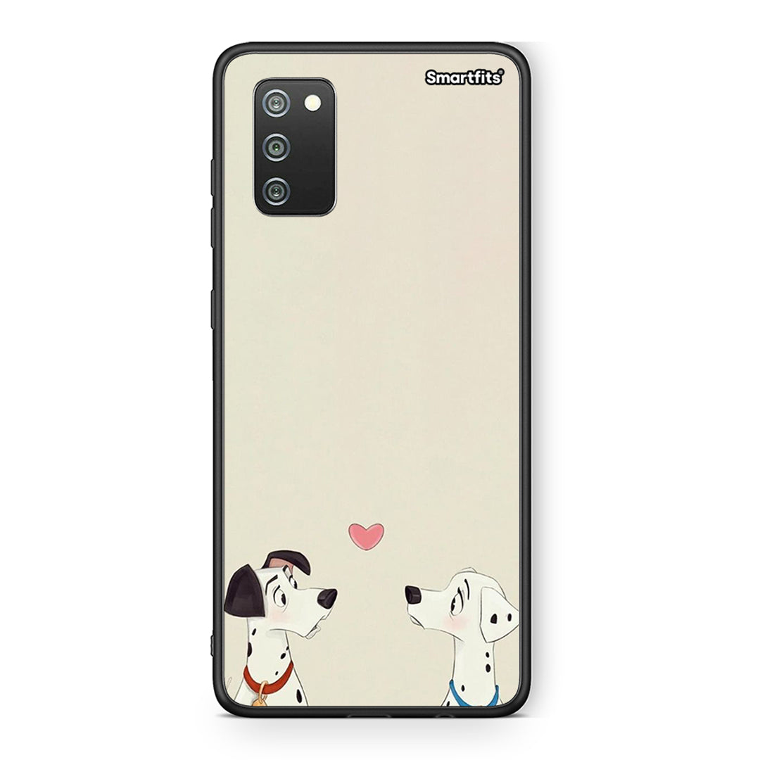 Samsung A02s Dalmatians Love θήκη από τη Smartfits με σχέδιο στο πίσω μέρος και μαύρο περίβλημα | Smartphone case with colorful back and black bezels by Smartfits