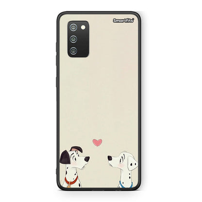 Samsung A02s Dalmatians Love θήκη από τη Smartfits με σχέδιο στο πίσω μέρος και μαύρο περίβλημα | Smartphone case with colorful back and black bezels by Smartfits