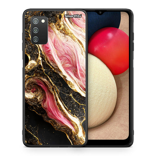 Θήκη Samsung A02s Glamorous Pink Marble από τη Smartfits με σχέδιο στο πίσω μέρος και μαύρο περίβλημα | Samsung A02s Glamorous Pink Marble case with colorful back and black bezels
